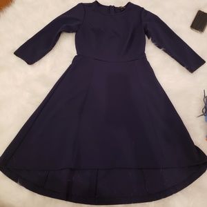 Blue Long Sleeve High Low Dress